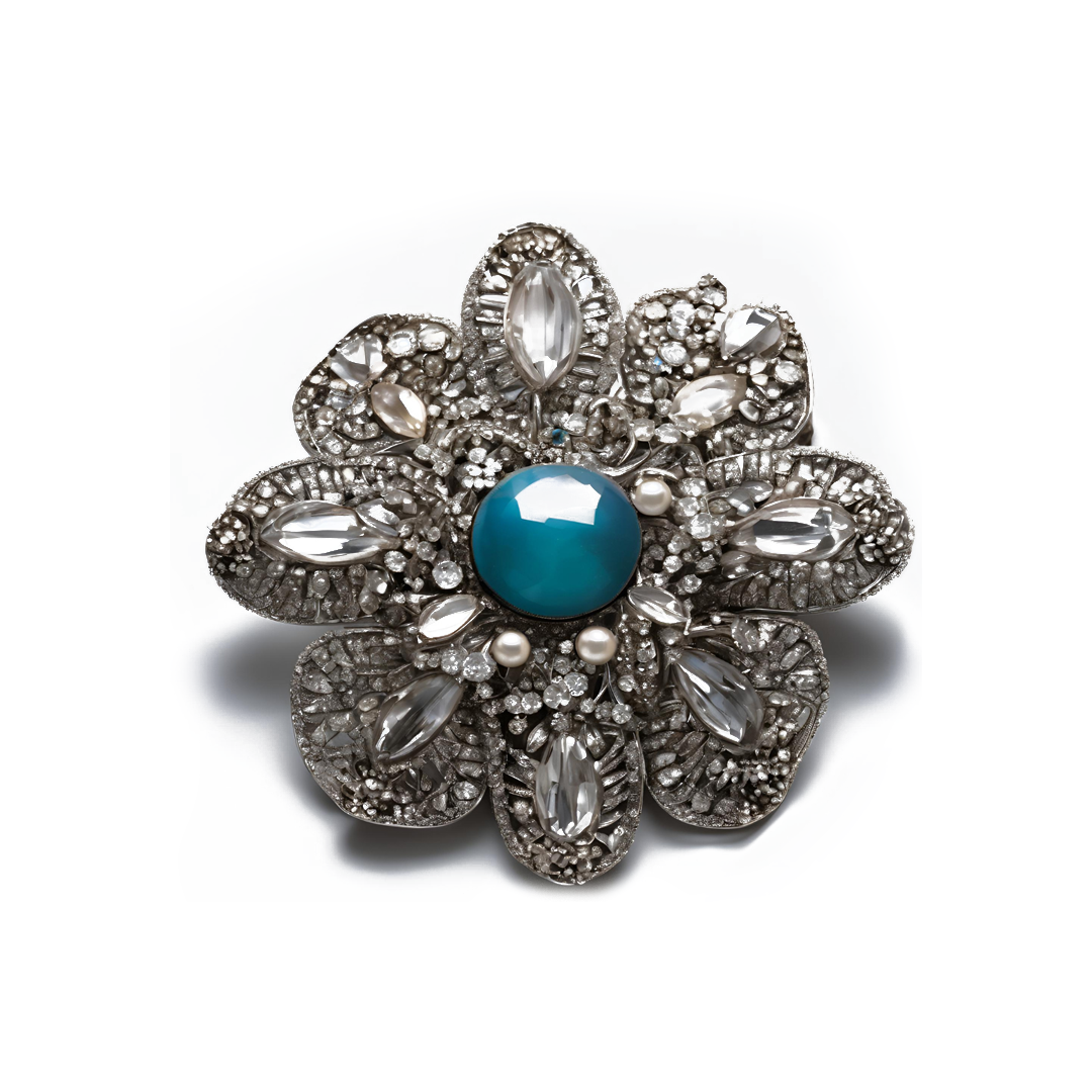 Broche Flor de Perla Azur