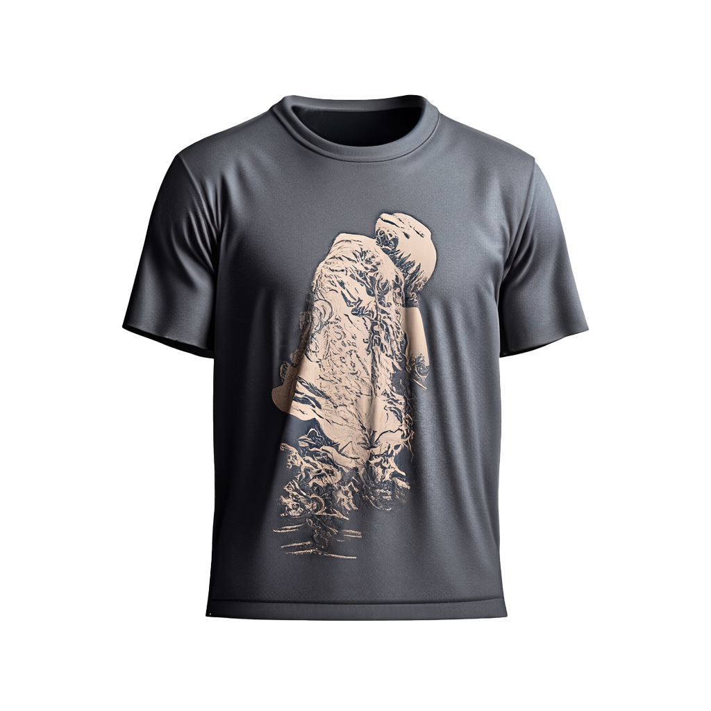 Camiseta estándar gris con estampado.