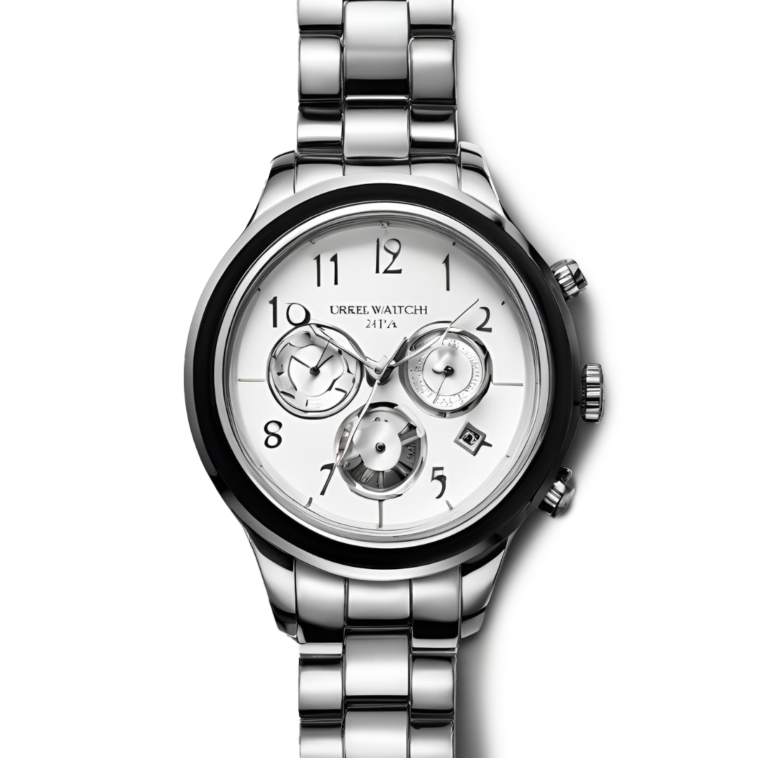 Reloj moderno y elegante para hombre, de acero inoxidable plateado.
