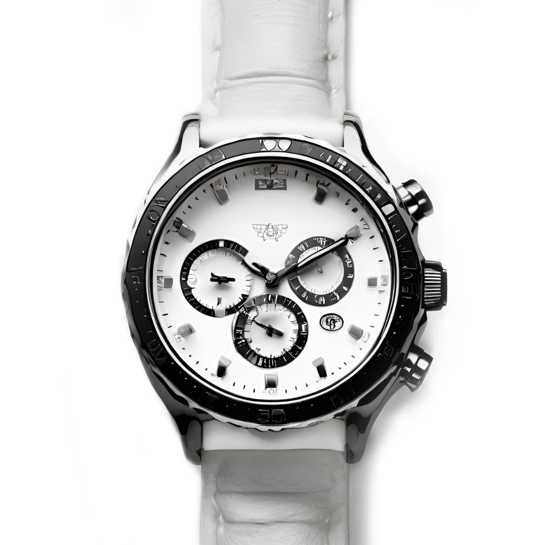 Elegante reloj de cerámica blanca para hombre