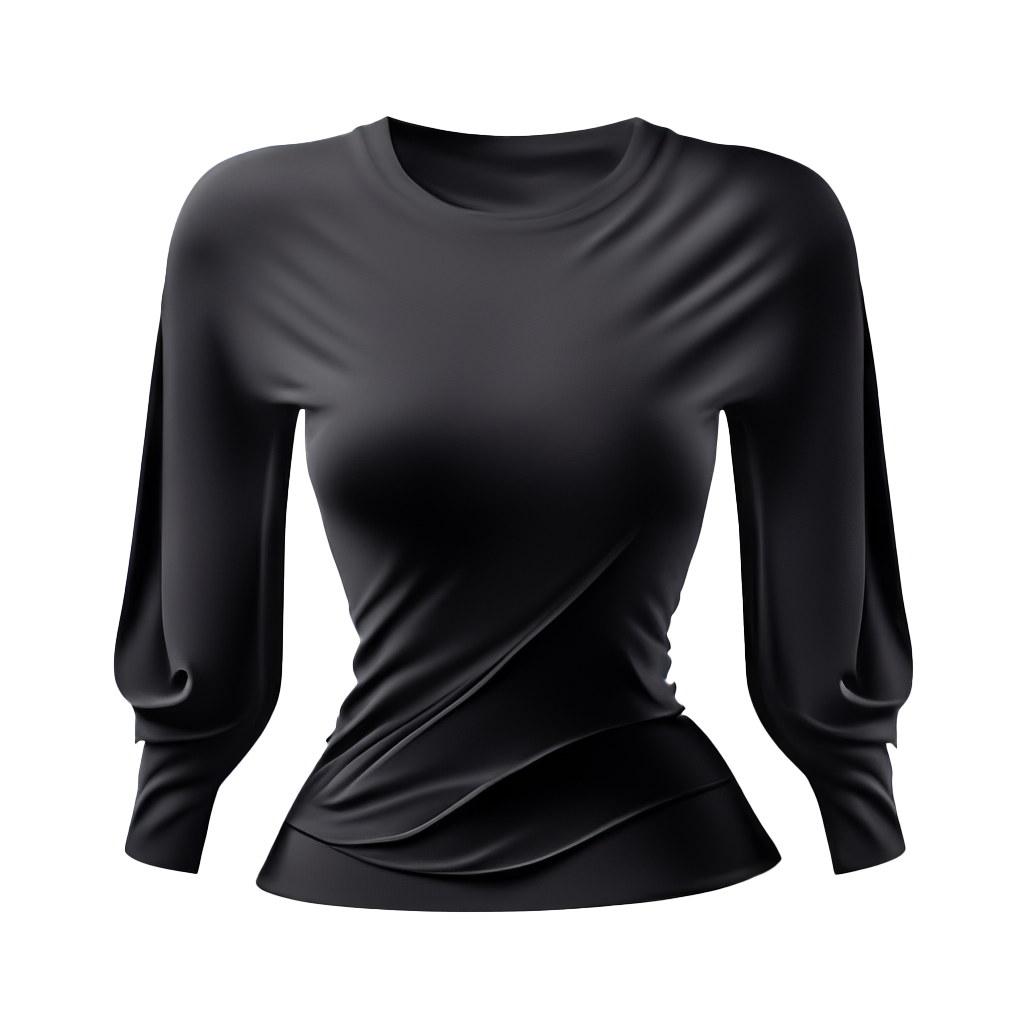 Camiseta negra de manga larga con estilo.