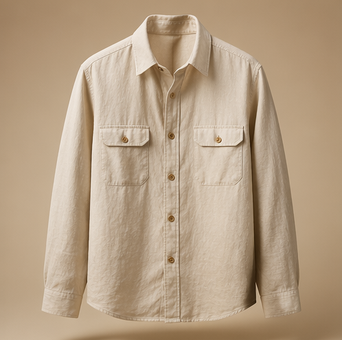 Cream Textured Overshirt