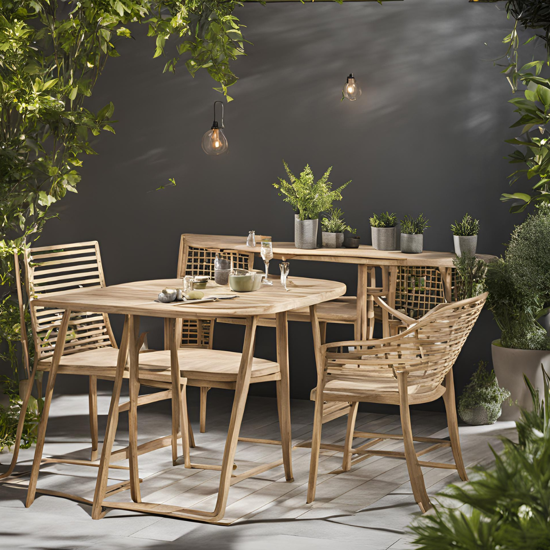 Conjunto de mesa y sillas curvadas RE Taylors