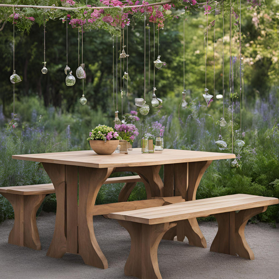 Conjunto de banco y mesa de jardín RE Taylors