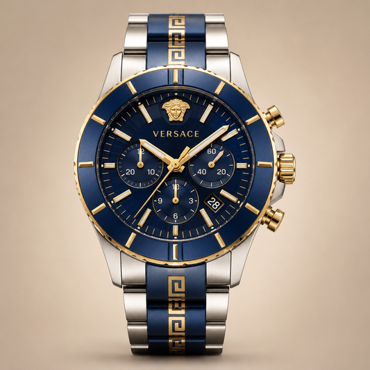 Versace V-Code 45mm Gold Watch