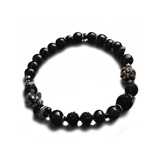 Pulsera Negra de Elegancia Oscura con Cuentas