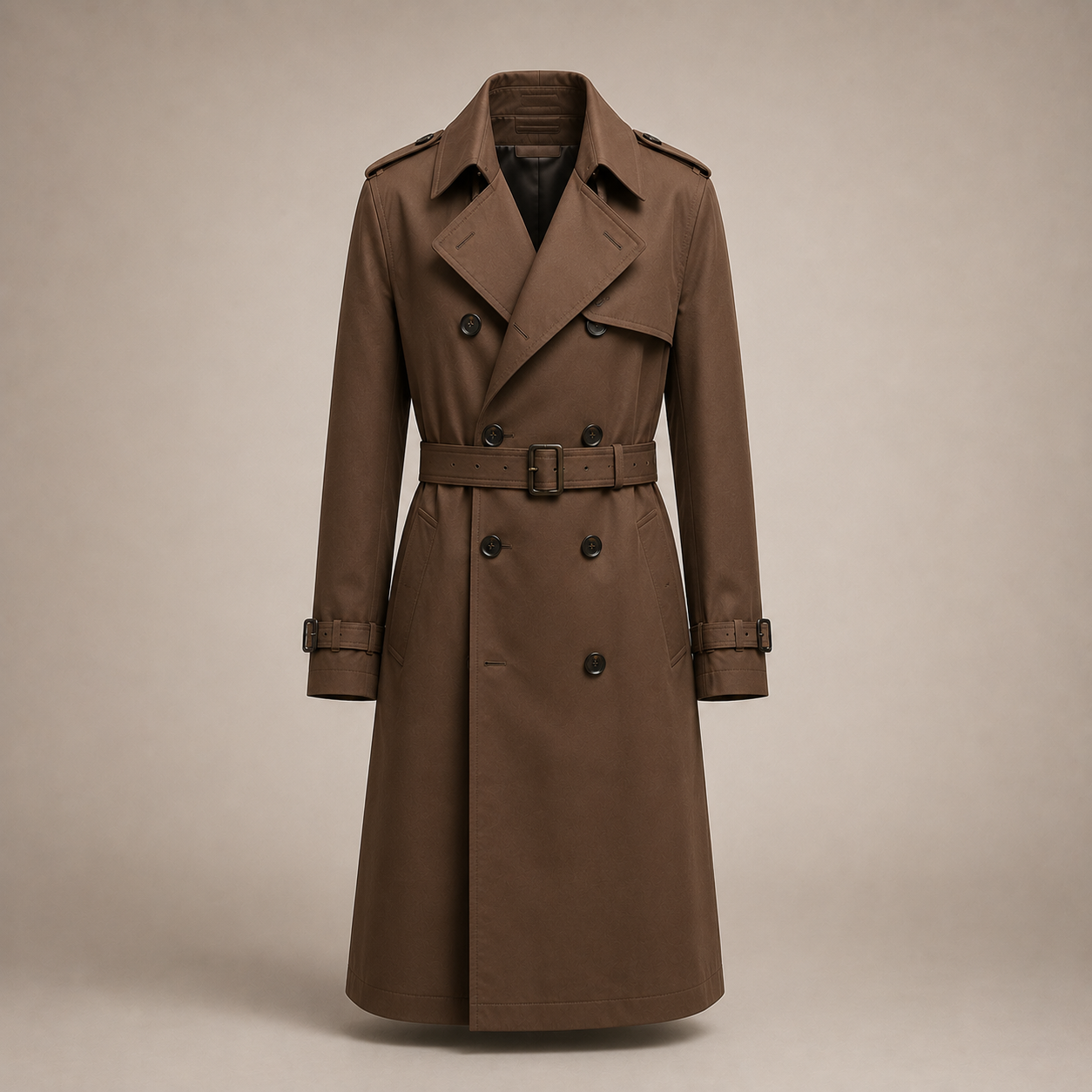 Belted trench coat in brown