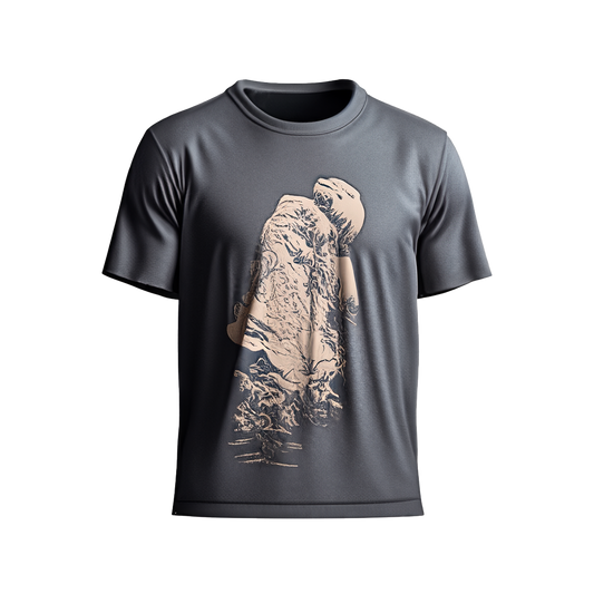 Camiseta estándar gris con estampado.