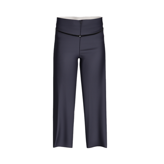 Pantalones de talle alto y pernera ancha.