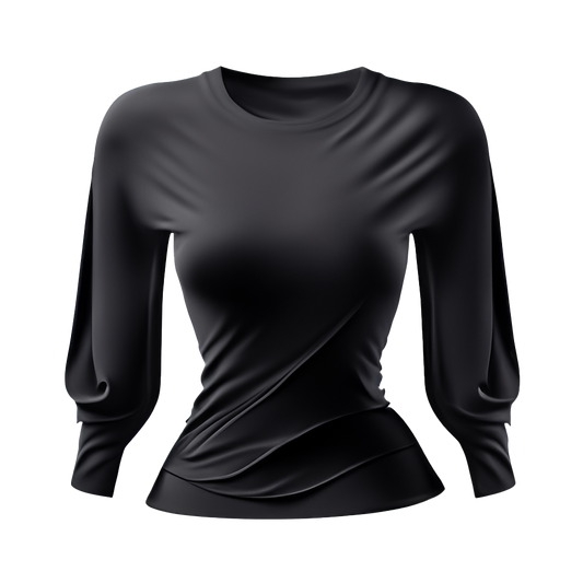Camiseta negra de manga larga con estilo.
